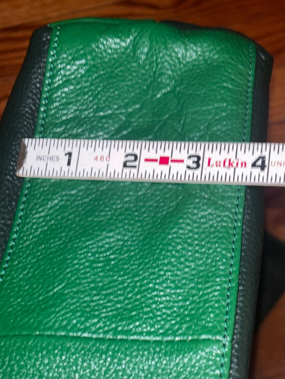 Michelle Vale Leather Green Black Colorblock Shoulder Bag Removable Zip Pouch - Picture 9 of 9
